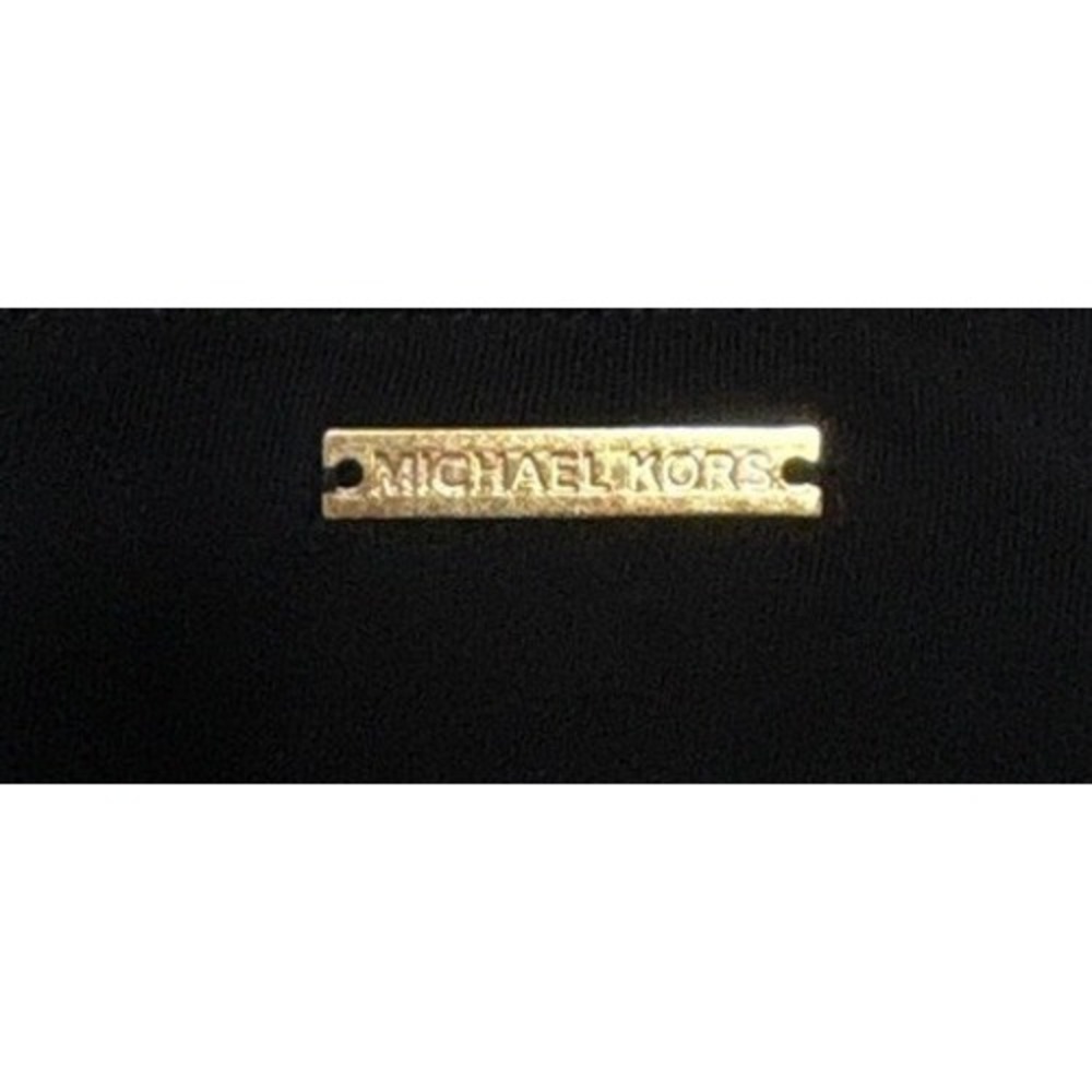 Michael Kors Black Lace Up Grommet Short Sleeve Top XL Gold Hardware Logo Plaque - Picture 4 of 5
